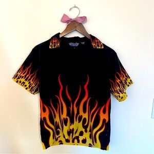 Silver Point Medium Black and Flame Button Up